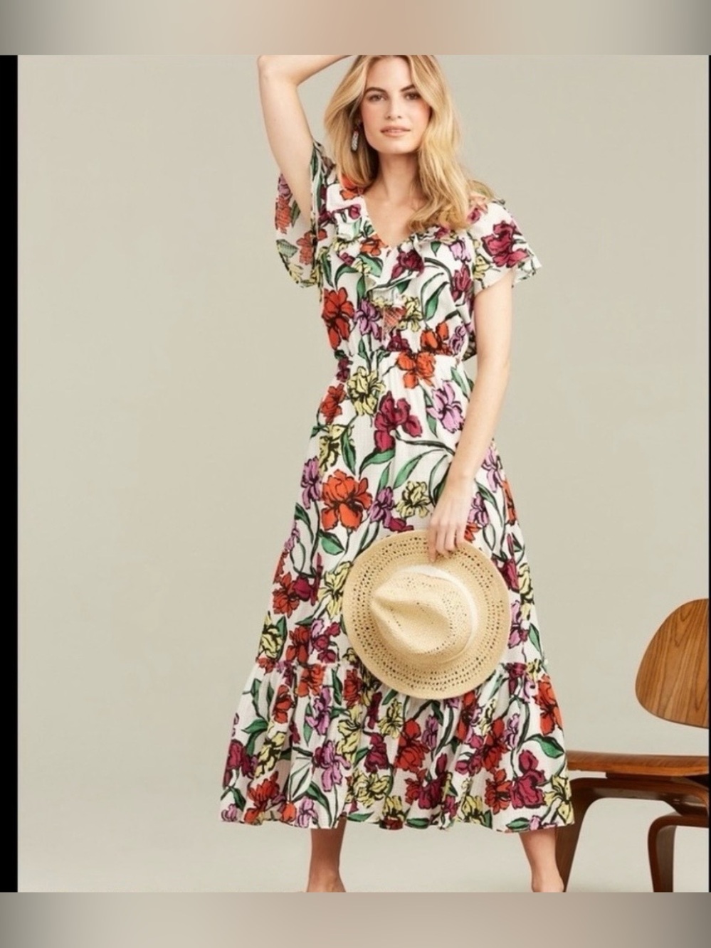 Roller Rabbit Floral Tiered Maxi Dress 100% cotton